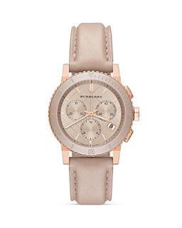 Burberry Rose Gold Tone & Leather Strap Watch, 38mm