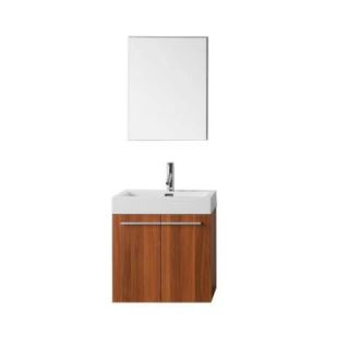 Virtu USA Midori 23.6 in. W x 18.1 in. D x 21.26 in. H Plum Vanity With Polymarble Vanity Top With White Square Basin and Mirror JS 50124 PL