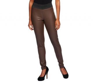 Lisa Rinna Collection Faux Leather and Ponte Knit Leggings   A235577 —