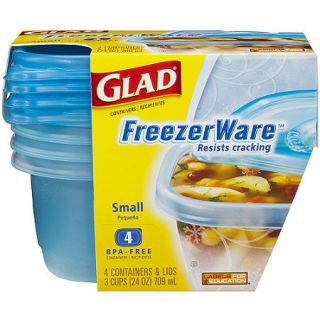 Glad Food Storage Containers, FreezerWare, Small, 24 oz, 4 Count, BPA Free