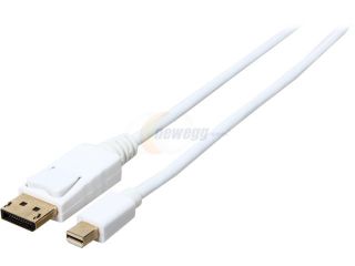 Rosewill RCDC 14026   6 Foot White Mini DisplayPort to Display Cable   32 AWG, Male to Male