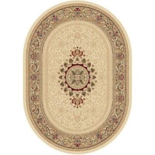 Tayse Rugs Sensation Ivory 6 ft. 7 in. x 9 ft. 6 in. Oval Traditional Area Rug 4672  Ivory  7x10 Oval