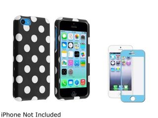 Insten Black / White Dots Snap in Case with Blue Color Frame Screen Protector Compatible with Apple iPhone 5C 1572452