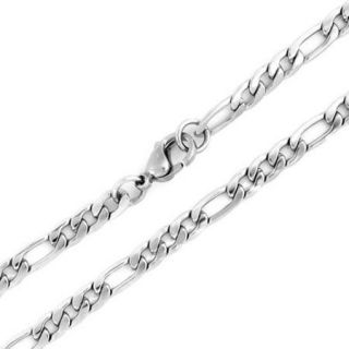 Bling Jewelry Mens Stainless Steel Necklace Figaro Chain 20 Inches 4.5mm