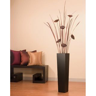 Tall Black Floor Vase with Lotus/ Tall Grass  ™ Shopping