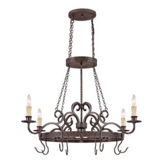 Jeremiah Brookshire Manor Pot Rack with 4 Light Pendant