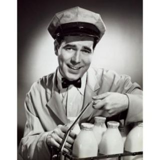 Portrait of a milkman delivering milk Poster Print (18 x 24)
