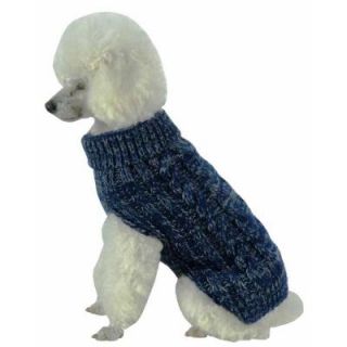 PET LIFE X Small Blue and Light Grey Classic True Blue Heavy Cable Knitted Ribbed Fashion Dog Sweater SW17DBLXS