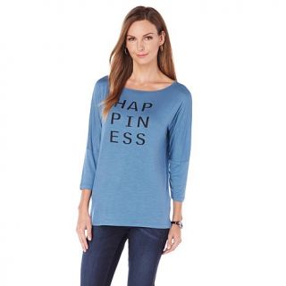 OFF AIR by Giuliana Boat Neck Top with Screen Print Quote   7788299