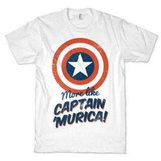 White More Like Captain Murica Crewneck Graphic T Shirt Cool (Size XL) NEW