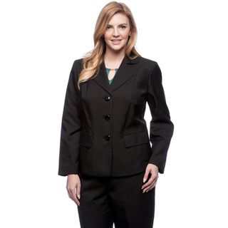 Le Suit Womens Plus Size 3 button Rounded Notch Collar Glazed Melange