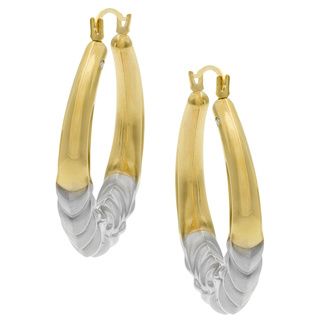 Forever Last 14k Two tone Gold Round cut Crystal Hoop Earrings