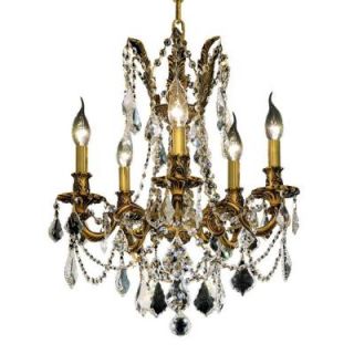 Elegant Lighting 5 Light French Gold Chandelier with Clear Crystal EL9205D18FG/RC
