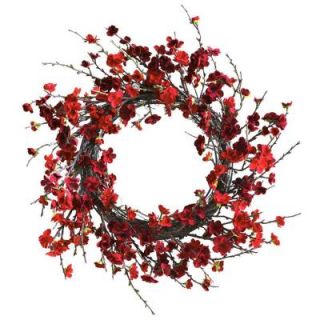 Nearly Natural 24 in. Plum Blossom Wreath 4813