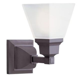 Filament Design 1 Light Bronze Bath Light with Satin Glass Shade CLI MEN1031 07