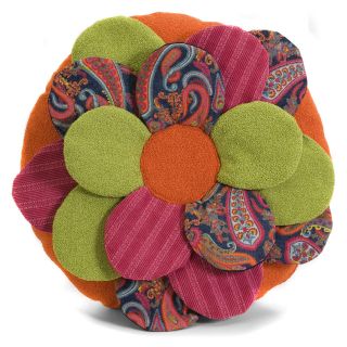 Estelle Multi Fabric Flower Pillow   Decorative Pillows
