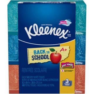 Kleenex 2 Ply Facial Tissues, 480 Sheets (Pack of 3)