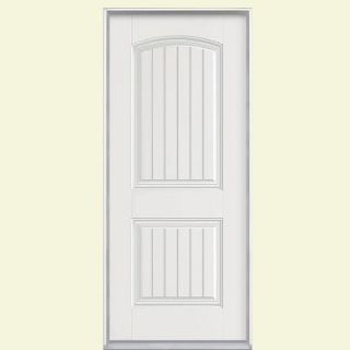Masonite 36 in. x 80 in. Cheyenne 2 Panel Primed Smooth Fiberglass Prehung Front Door with No Brickmold 45784
