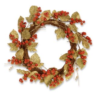 National Tree Company 24 in. Berry Leaf Vine Wreath   Wreaths