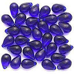 Beadaholique Czech 9 mm Teardrop Cobalt Blue Glass Beads  