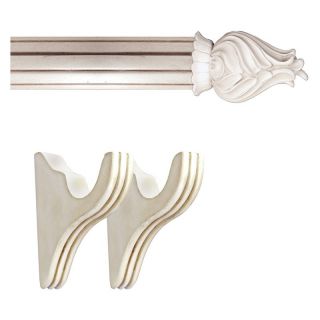 Menagerie Ready 2 in. Aged White Travitore Drapery Hardware   5 pc. Set   8 ft. Pole   Curtain Rods and Hardware