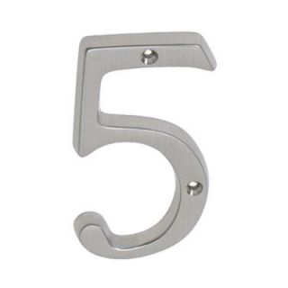 Schlage 4 in. Satin Nickel Classic House Number 5 SC2 3056 619