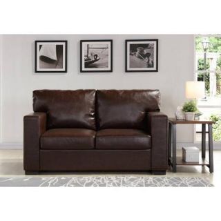 Better Homes and Gardens Oxford Square Loveseat, Brown Bonded Leather