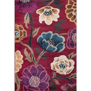 World Rug Gallery Modern Transitional Leaves Red 5 ft. 3 in. x 7 ft. 3 in. Indoor Area Rug 22219 Red 5x8