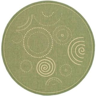Safavieh Courtyard Olive/Natural 5 ft. 3 in. x 5 ft. 3 in. Round Indoor/Outdoor Area Rug CY1906 1E06 5R