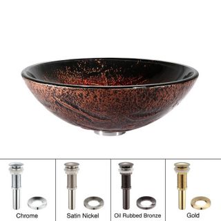 Kraus Lava Glass Vessel Sink with Pop Up Drain and Mounting Ring