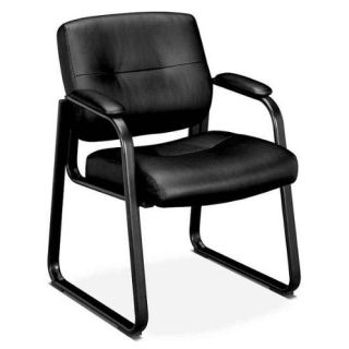 Black Leather Guest Sled Chair