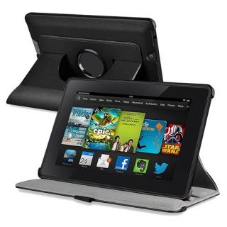 Insten Black 360 degree Leather Case For  Kindle Fire HD 7" 2nd Gen (2013 edition) (Auto Sleep/Wake)