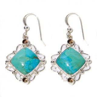 Jay King Kingman Turquoise and Smoky Quartz Drop Sterling Silver Earrings   1174989