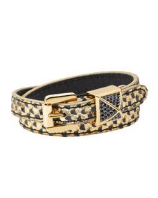 Michael Kors  Python Embossed Wrap Bracelet, Black/Golden