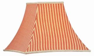 Lite Source CH151 14 14 Wide Base Table and Floor Square Shade   Red/Cream Striped Woven Fabric