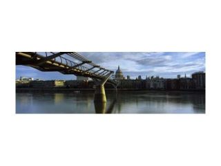 Bridge across a river with a cathedral, London Millennium Footbridge, St. Paul's Cathedral, Thames River, London,