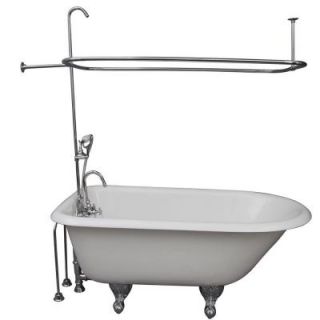Barclay Products 4.5 ft. Cast Iron Ball and Claw Feet Roll Top Tub in White with Polished Chrome Accessories TKCTRH54 CP2