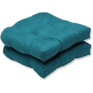 Pillow Perfect Outdoor Teal Squared Corners Seat Cushion (Set of 2)