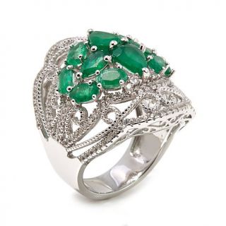 Victoria Wieck 3.71ct Emerald and White Topaz Sterling Silver Ring   7996272