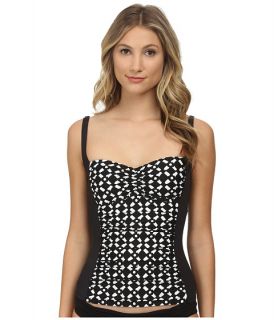 la blanca alejandro over the shoulder sweetheart tankini black white