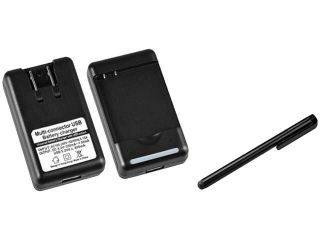 Insten Desktop Battery Charger +Black Touch Screen Stylus Compatible With HTC EVO 3D, Z710e / Sensation 4G / Pyramid