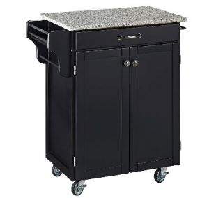 Home Styles Cuisine Cart Black Finish with Grane Top   H127304 —
