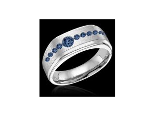 1.75 carat blue diamond men's engagement ring band gold