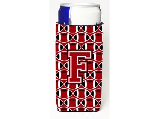 Letter F Football Red, Black and White Ultra Beverage Insulators for slim cans CJ1073 FMUK