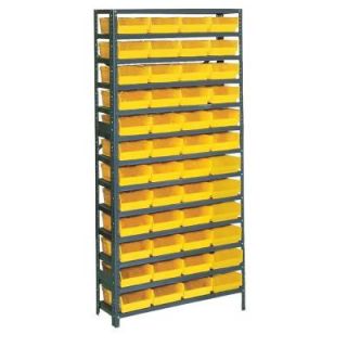 Edsal Plastic Bin/Small Parts Gray Steel Storage Rack with 48 Yellow Bins PB308