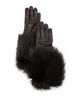 Mario Portolano Napa Leather Gloves w/Fur Trim