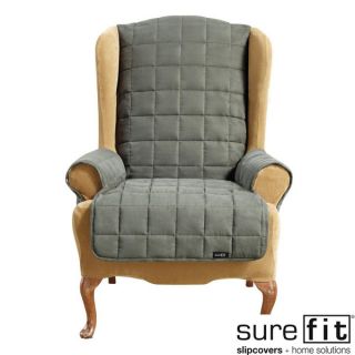 Sure Fit Soft Suede Waterproof Loden Wing Chair Cover   14973952