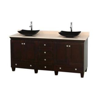 Wyndham Collection Acclaim 72 in. W Double Vanity in Espresso with Marble Vanity Top in Ivory and Black Sinks WCV800072DESIVGS4MXX