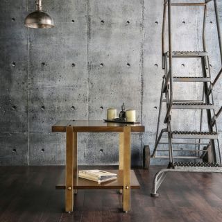 Furniture of America Arbon Dark Oak Rustic Metal End Table  