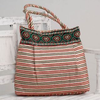 Embellished Beige Gujarat Legacy Shoulder Bag (India)